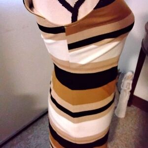 Banana Republic Asymmetrical Dress - Black, White, Tan, Brown
